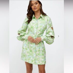 C/MEO Collective Far Away Mini Dress Apple Green